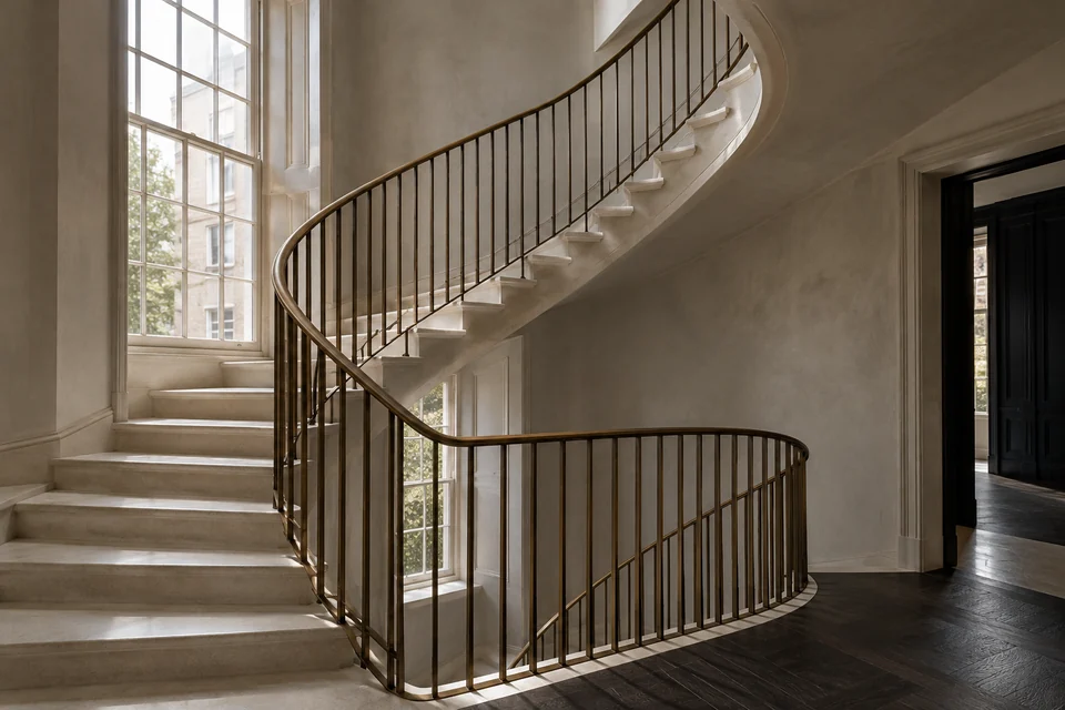 A limestone staircase in a London home.